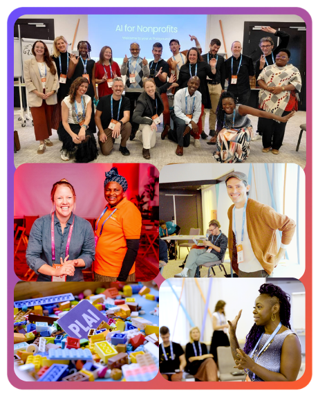 PLAI sessions and participants collaborating around AI for nonprofits